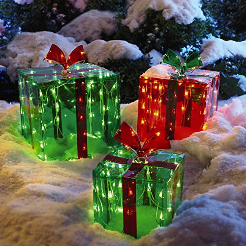 3 Lighted Gift Boxes Christmas Decoration Yard Decor 150 Lights Indoor Outdoor 